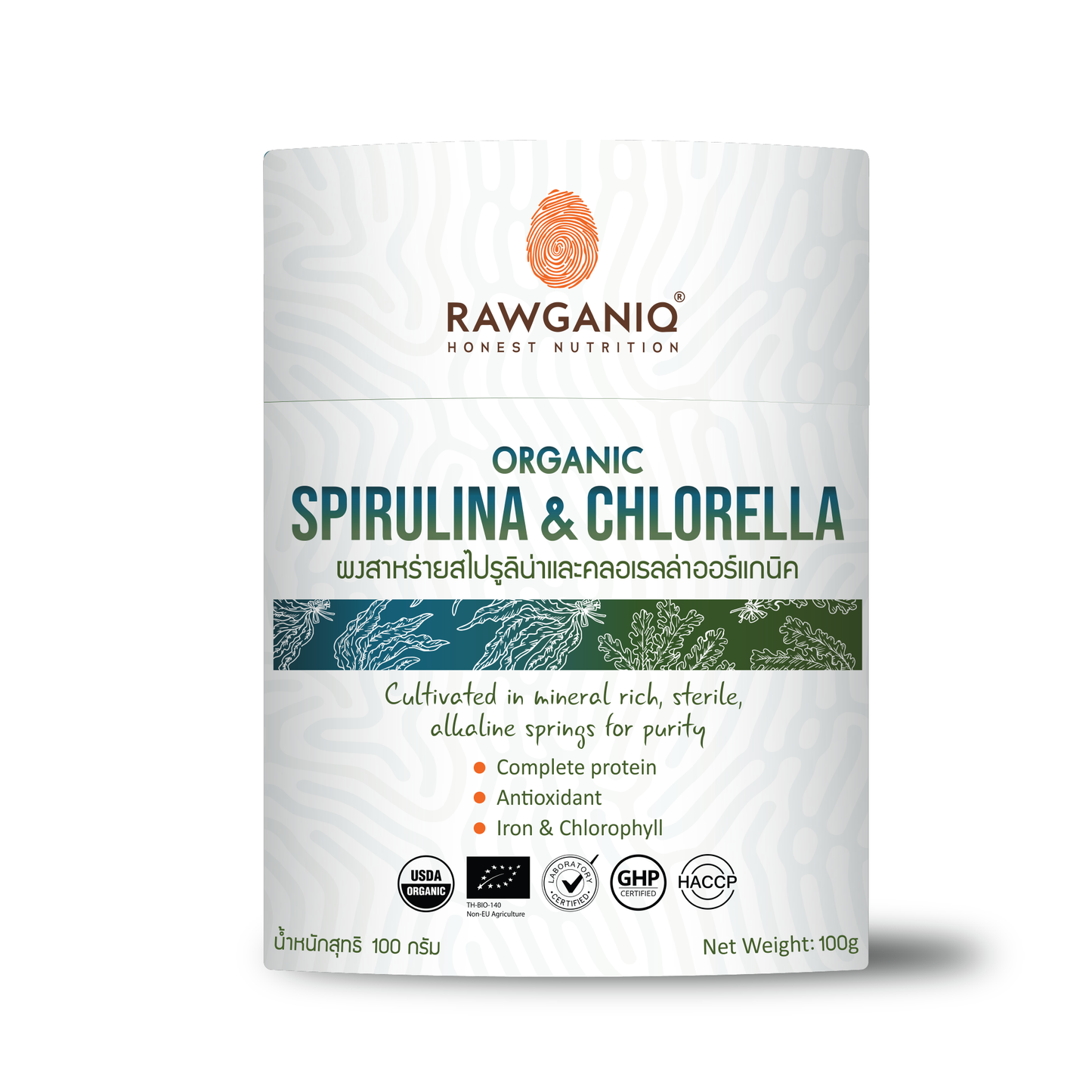 RAWGANIQ Organic Spirulina & Chlorella 100g